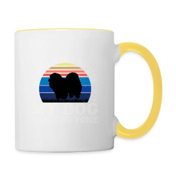 Chow Chow Dog Lover Silhouette Vintage Sunset - Contrasting Mug - white/yellow - Right