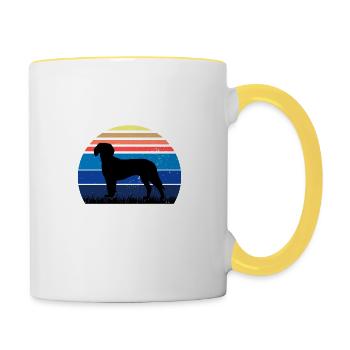 Deutsche Bracke Dog Love Silhouette Vintage Sunset - Tasse zweifarbig - Weiß/Gelb - Rechts