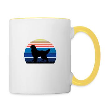 Gordon Setter Hundeliebhaber Silhouette Vintage Sonnenuntergang - Tasse zweifarbig - Weiß/Gelb - Rechts