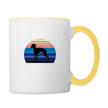 Italian Greyhound Dog Love Silhouette Retro Sunset - Contrasting Mug - white/yellow - Right