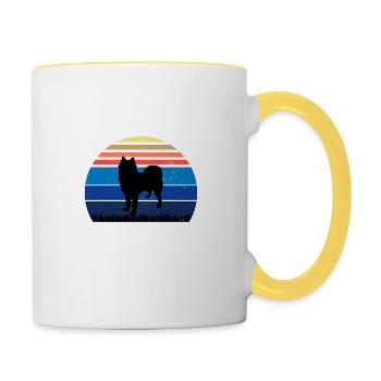 Husky Dog Silhouette Vintage Sunset for Dog Lovers - Contrasting Mug - white/yellow - Right