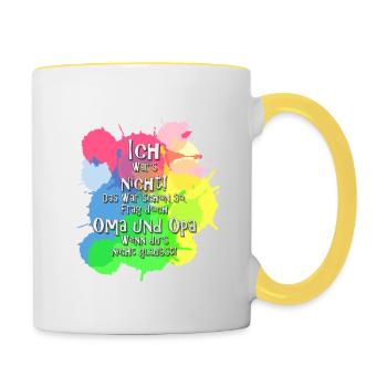 Ich war s nicht! Frag doch Oma und Opa! - Tasse zweifarbig - Weiß/Gelb - Rechts