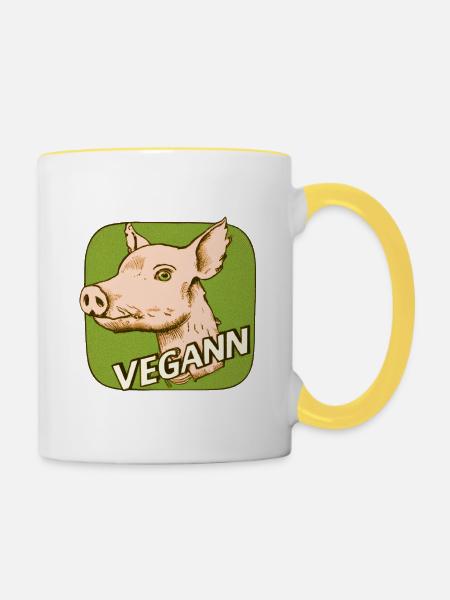 Ve-gann - Tasse zweifarbig - Weiß/Gelb