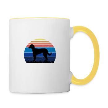 Taigan Dog Lover Silhouette Vintage Sunset - Contrasting Mug - white/yellow - Right