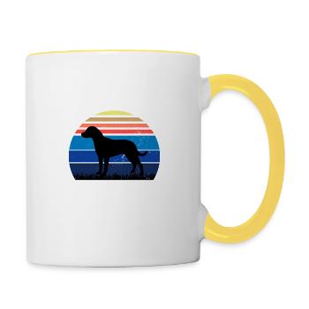 Uruguayan Cimarron Dog Silhouette Retro Sunset - Contrasting Mug - white/yellow - Right