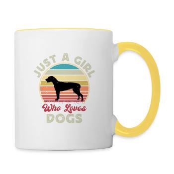 American Foxhound Dog Love Silhouette Retro Sunset - Mug contrasté - blanc/jaune - Droite