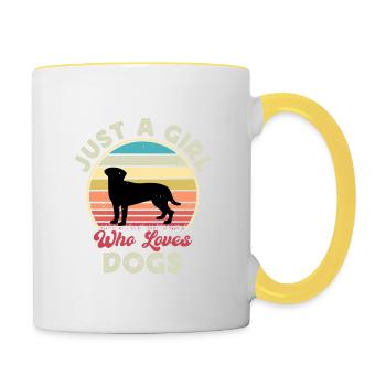 Akbash Hundeliebhaber Silhouette Vintage Sonnenuntergang - Tasse zweifarbig - Weiß/Gelb - Rechts