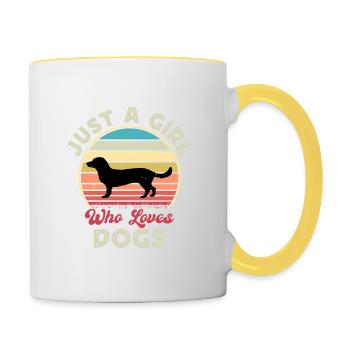Alpine Dachsbracke Dog Silhouette Retro Sunset - Contrasting Mug - white/yellow - Right