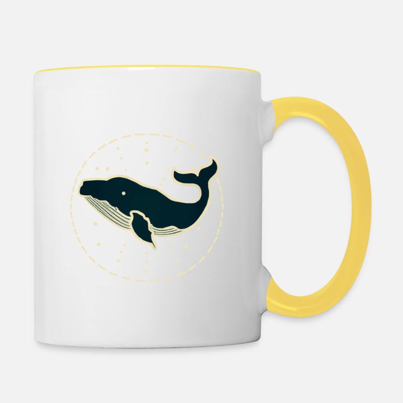 Blue whale - Contrasting Mug - white/yellow