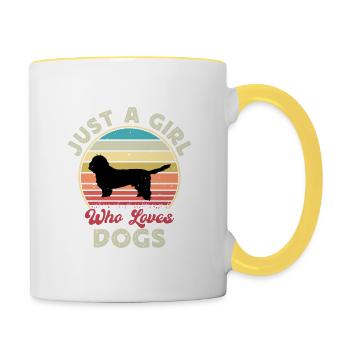 Basset Griffon Vendéen Petit Dog Silhouette Retro - Tasse zweifarbig - Weiß/Gelb - Rechts