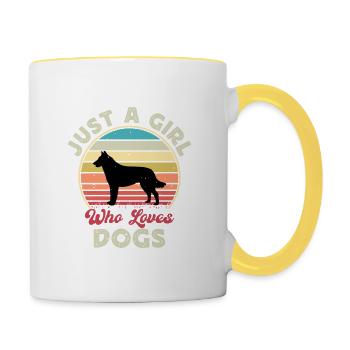 Berger Belge Laekenois Chien Silhouette Rétro - Mug contrasté - blanc/jaune - Droite