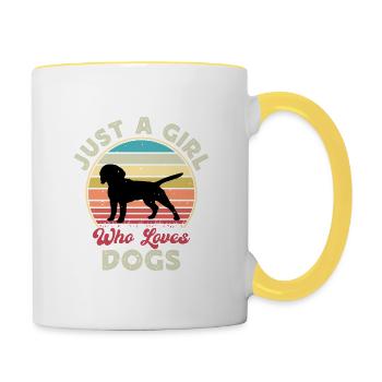 Beagle Dog Lover Silhouette Vintage Sunset - Mug contrasté - blanc/jaune - Droite