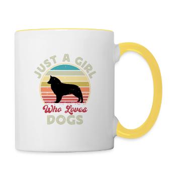Berger Belge Groenendael Chien Silhouette Rétro - Mug contrasté - blanc/jaune - Droite