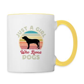 Bleu De Gascogne Grand Dog Silhouette Retro Sunset - Mug contrasté - blanc/jaune - Droite