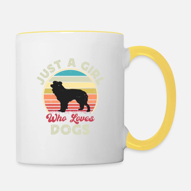 Border Collie Dog Lover Silhouette Vintage Sunset - Mug contrasté - blanc/jaune