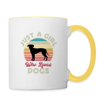 Blue Lacy Dog Lover Silhouette Vintage Sunset - Mug contrasté - blanc/jaune - Droite