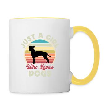Brazilian Terrier Dog Love Silhouette Retro Sunset - Mug contrasté - blanc/jaune - Droite