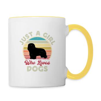 Briard Dog Lover Silhouette Vintage Sunset - Contrasting Mug - white/yellow - Right