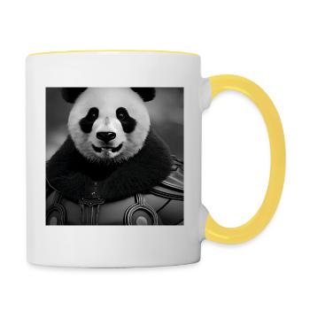 Soldat panda et son armure - Mug contrasté - blanc/jaune - Droite