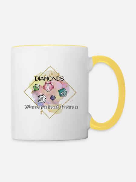 Farbiger Diamant - Tasse zweifarbig - Weiß/Gelb