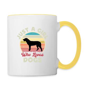 Cao De Castro Laboreiro Hund Silhouette Retro Sonne - Tasse zweifarbig - Weiß/Gelb - Rechts