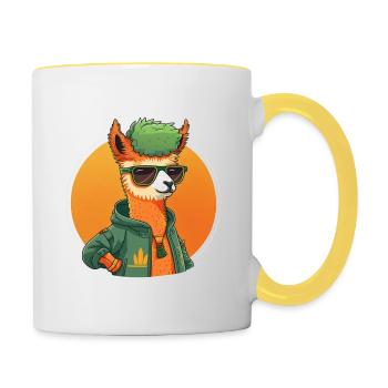 Cool Lama 2 - Tasse zweifarbig - Weiß/Gelb - Rechts