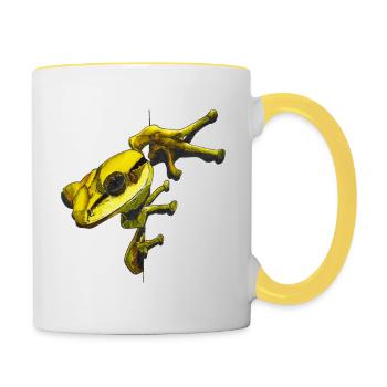Gelber Pfeilgiftfrosch Regenwald Frosch amphibie - Tasse zweifarbig - Weiß/Gelb - Rechts