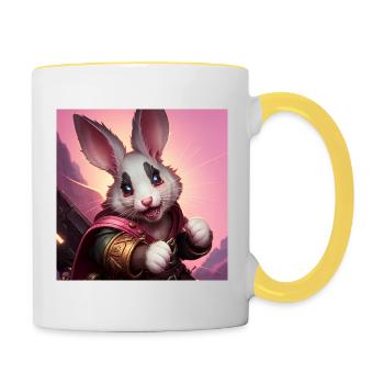 Fantasy Rodent Warrior Artwork for Kids Fancy Rat - Contrasting Mug - white/yellow - Right