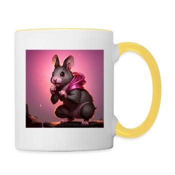 Fantasy Rodent Warrior Artwork for Kids Fancy Rat - Contrasting Mug - white/yellow - Right
