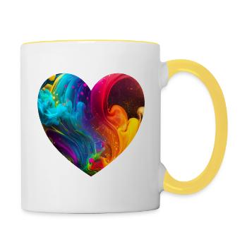 Cœur aux couleurs vives - Mug contrasté - blanc/jaune - Droite