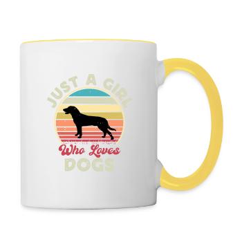 Estnischer Hund Hund Liebhaber Silhouette Vintage Sonnenuntergang - Tasse zweifarbig - Weiß/Gelb - Rechts