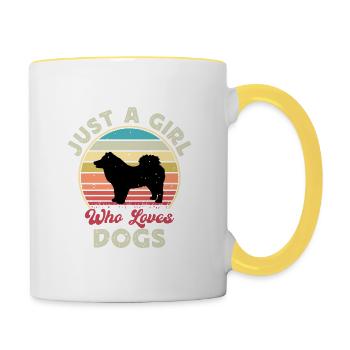 Eurasier Hundeliebhaber Silhouette Vintage Sonnenuntergang - Tasse zweifarbig - Weiß/Gelb - Rechts