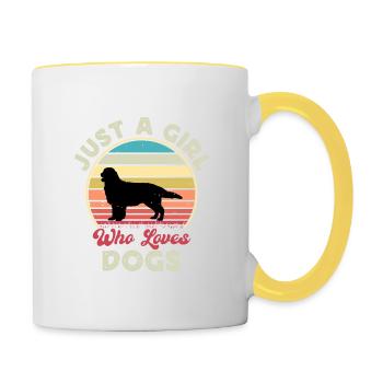 Flat Coated Retriever Dog Silhouette Retro Sunset - Mug contrasté - blanc/jaune - Droite