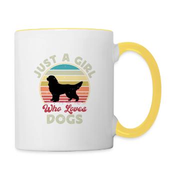 Gordon Setter Hundeliebhaber Silhouette Vintage Sonnenuntergang - Tasse zweifarbig - Weiß/Gelb - Rechts