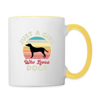 Hamiltonstovare Dog Love Silhouette Vintage Sunset - Tasse zweifarbig - Weiß/Gelb - Rechts