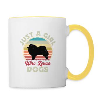 Spitz japonais Dog Lover Silhouette Vintage Sunset - Mug contrasté - blanc/jaune - Droite