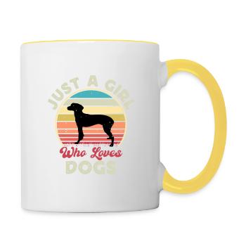 Hygenhund Dog Lover Silhouette Vintage Sunset - Mug contrasté - blanc/jaune - Droite