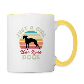 Italian Greyhound Dog Love Silhouette Retro Sunset - Contrasting Mug - white/yellow - Right