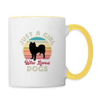 Husky Dog Silhouette Vintage Sunset for Dog Lovers - Contrasting Mug - white/yellow - Right