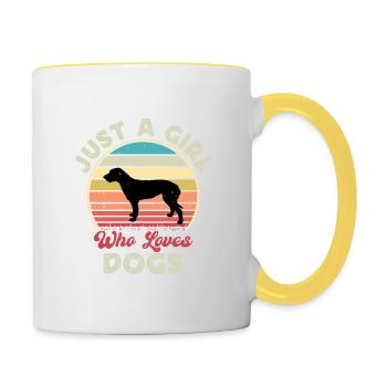 Irish Wolfhound Dog Love Silhouette Vintage Sunset - Mug contrasté - blanc/jaune - Droite