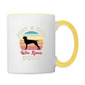 Old Danish Pointer Dog Silhouette Retro Sunset - Contrasting Mug - white/yellow - Right