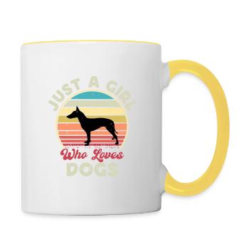 Manchester Terrier Dog Silhouette Retro Sunset - Contrasting Mug - white/yellow - Right