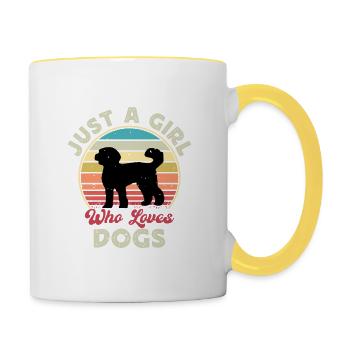 Labradoodle Dog Lover Silhouette Vintage Sunset - Contrasting Mug - white/yellow - Right
