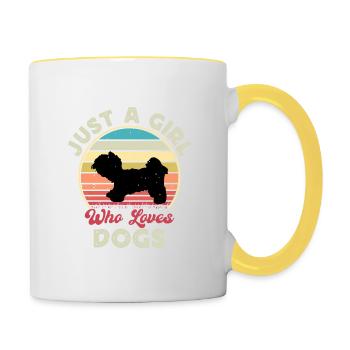 Kyi Leo Dog Lover Silhouette Vintage Sunset - Mug contrasté - blanc/jaune - Droite