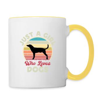 Léopard Chien Chien Amoureux Silhouette Vintage Coucher de Soleil - Mug contrasté - blanc/jaune - Droite