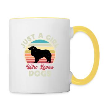 Kuvasz Dog Lover Silhouette Vintage Sunset - Mug contrasté - blanc/jaune - Droite