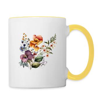 Watercolor Flowers - Mug contrasté - blanc/jaune - Droite