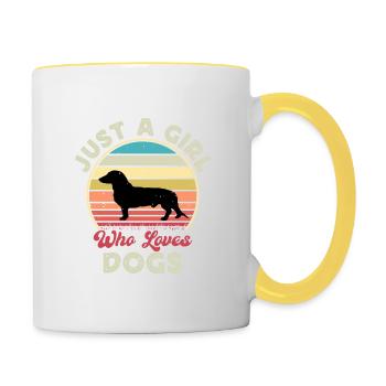 Westphalie Dachsbracke Dog Silhouette Retro Sun - Mug contrasté - blanc/jaune - Droite