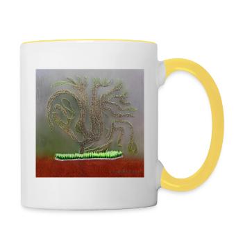 wunderschöner alter Baum - Tasse zweifarbig - Weiß/Gelb - Rechts