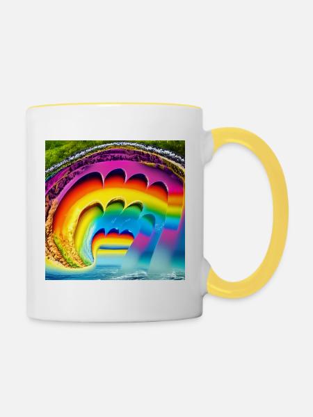 Regenbogen im Sommer - Tasse zweifarbig - Weiß/Gelb